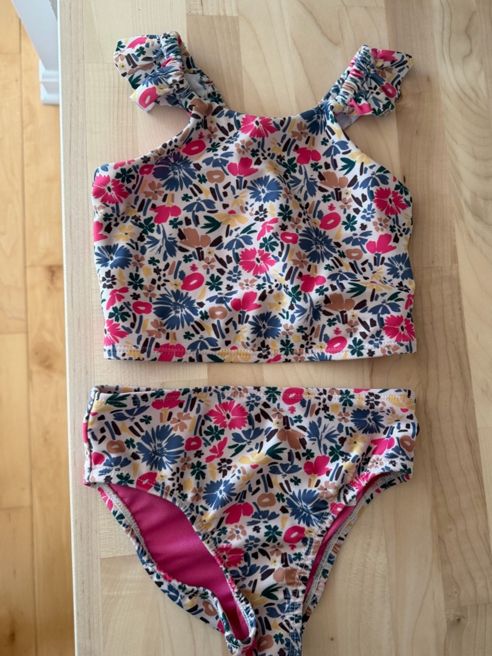 GAP Girls Floral Tankini Set - Pink, Blue & Yellow